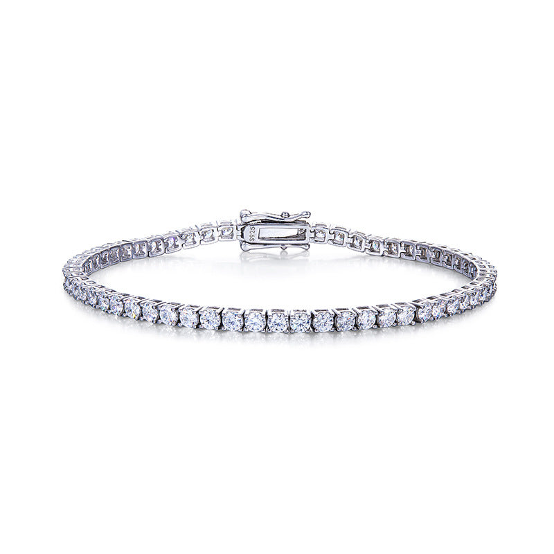 New Light Luxury Niche Exquisite Ins Style Bracelet for Women, Full Diamond S925 Sterling Silver High-End Tennis Chain, Elegant Versatile Luxury Jewelry for Daily Wear