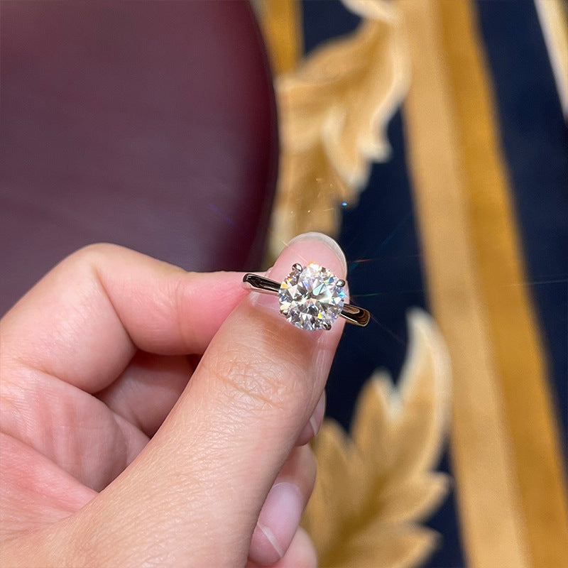 Fashion Layered Moissanite Ring Set for Women, 925 Sterling Silver Plated 18K Gold, Luxury Light Luxury Stackable Design, Elegant High-End Jewelry for Daily & Party Wear