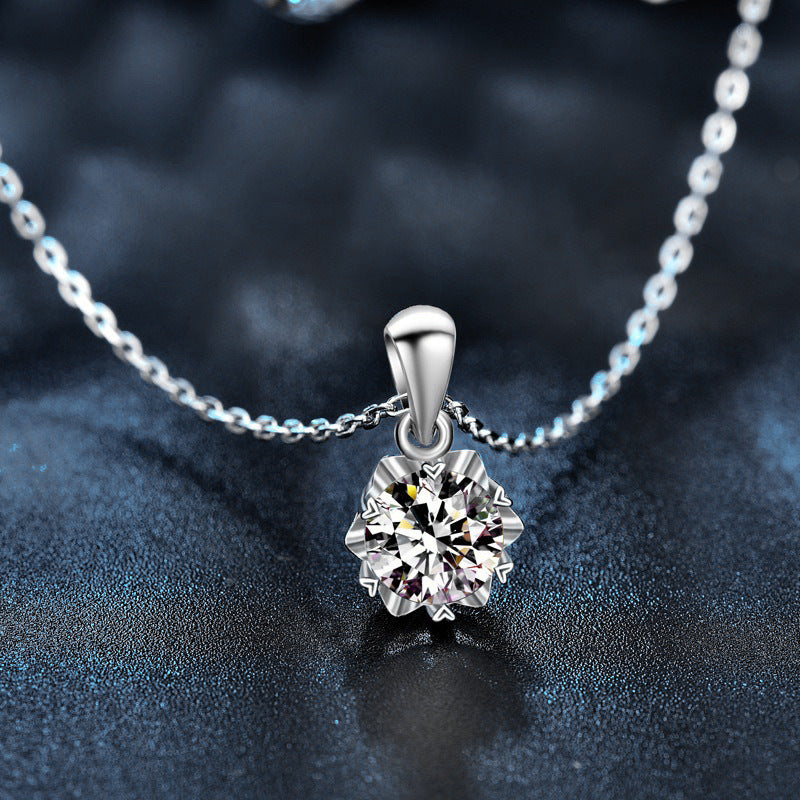 925 Sterling Silver Hexagram Snowflake Moissanite Necklace for Women, Stylish Clavicle Pendant, Elegant Fashion Fine Jewelry