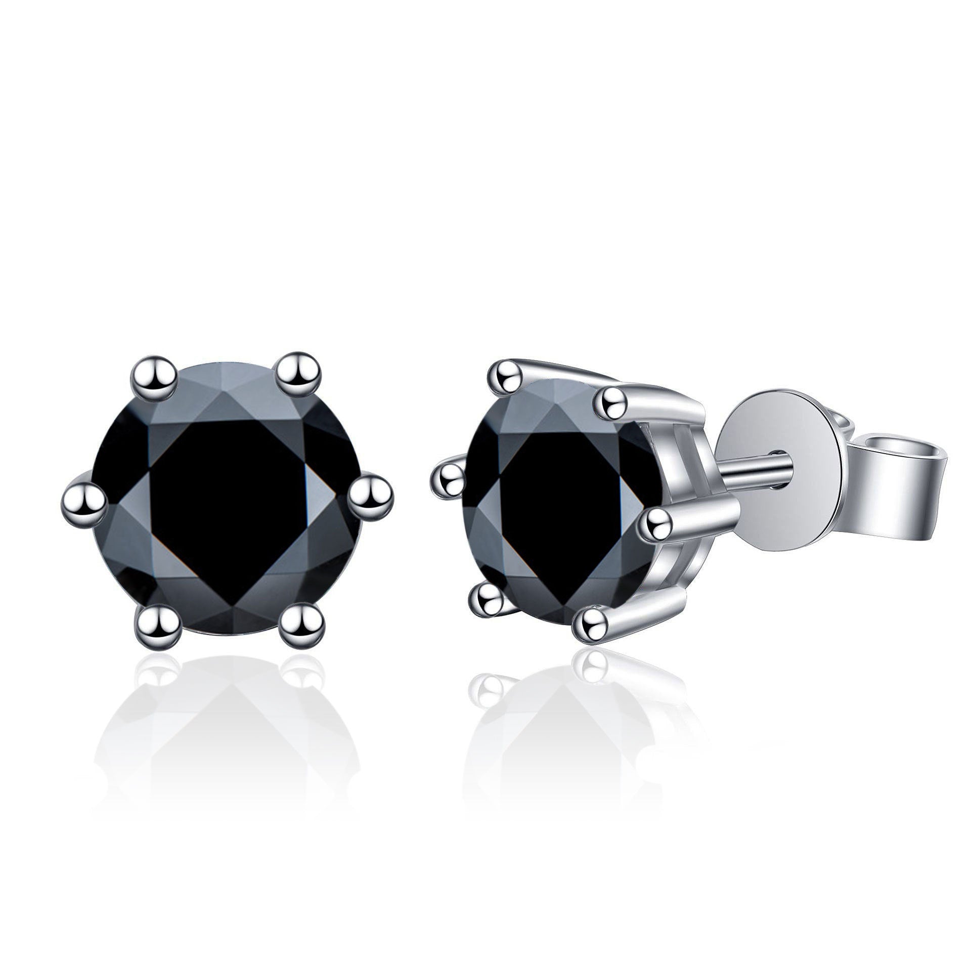 Classic Six-Claw Moissanite Stud Earrings for Women, 925 Sterling Silver with Gold Plating, Timeless Fashion & Elegant Temperament Luxury Jewelry for Daily Wear & Gifting