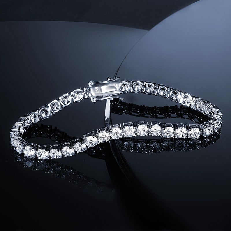 This 2mm full moissanite tennis bracelet is made of genuine 925 sterling silver. Sleek, fashionable and full of high-end texture, perfect for modern women’s daily and party wear.