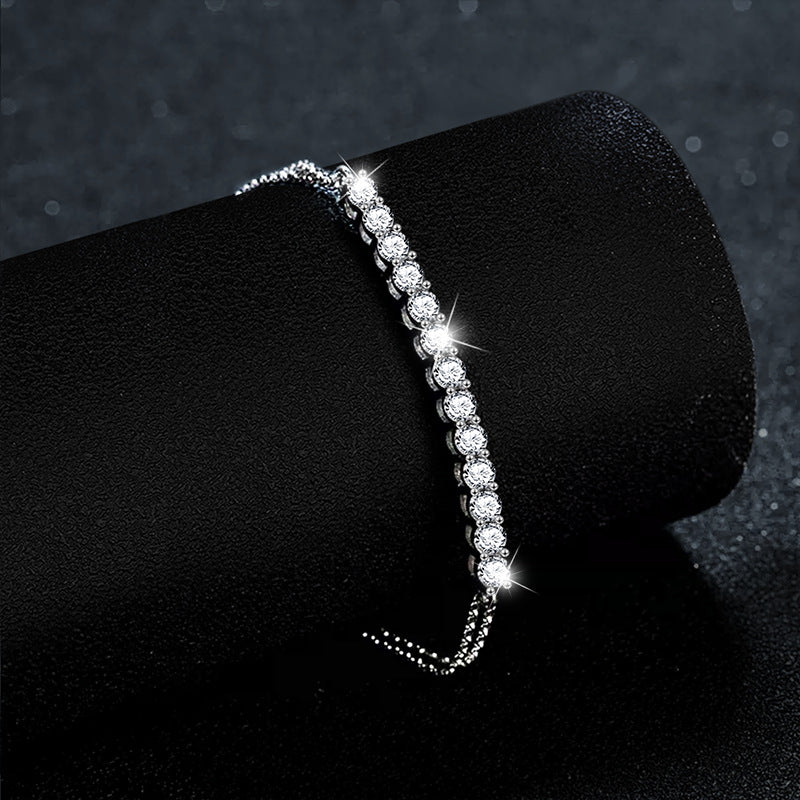 S925 Silver Moissanite Smile Bracelet Women's High-End Adjustable Jewelry