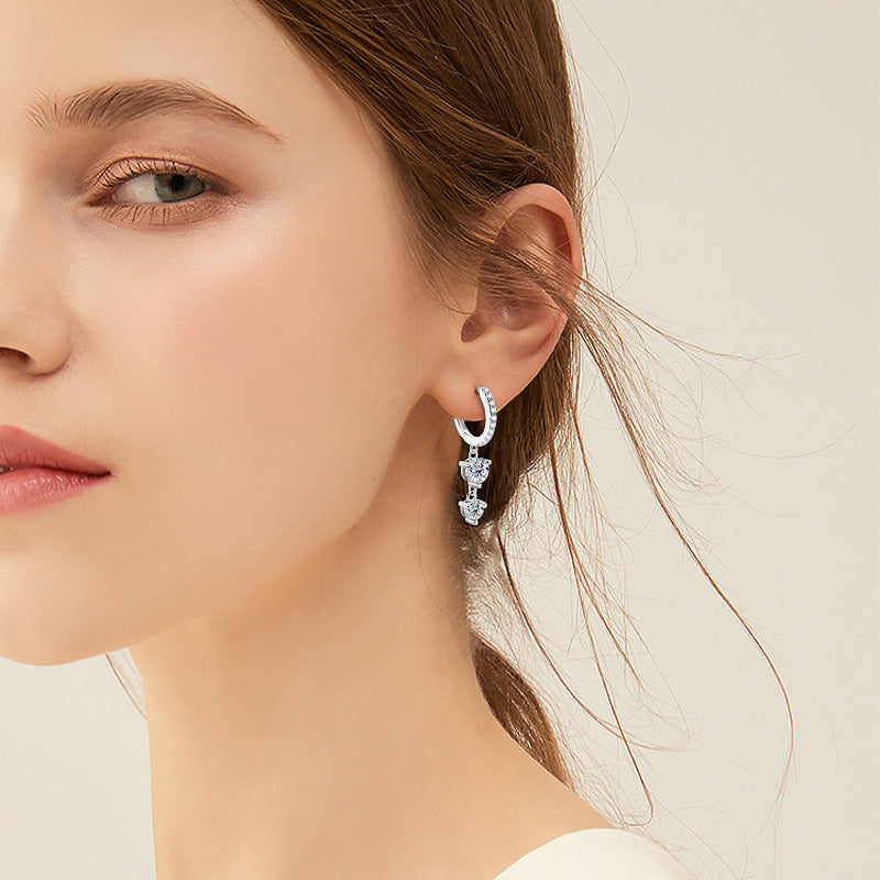 925 Sterling Silver Long Fringed Moissanite Dangle Earrings for Women, High-End Elegant Fashion Fine Jewelry