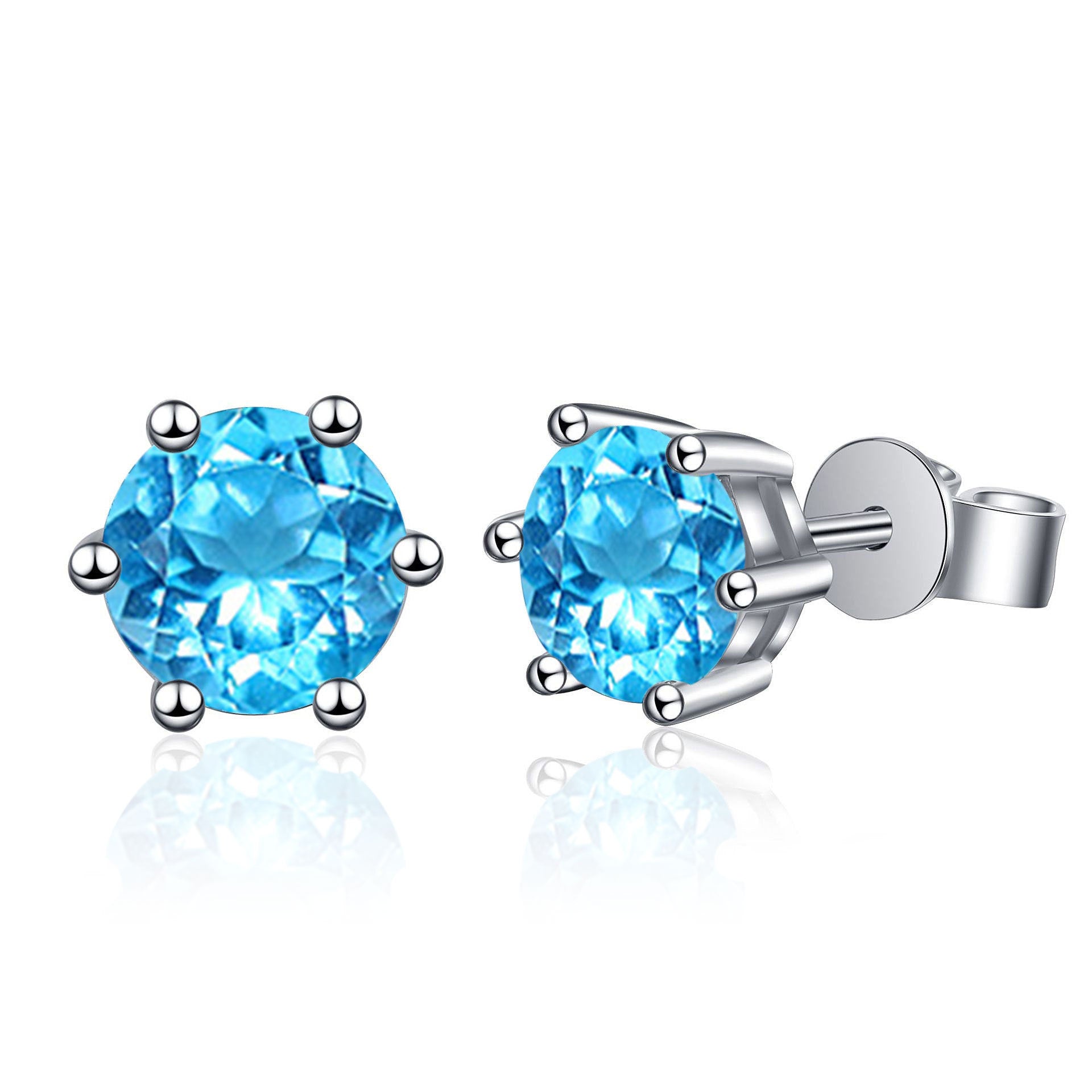 Classic Six-Claw Moissanite Stud Earrings for Women, 925 Sterling Silver with Gold Plating, Timeless Fashion & Elegant Temperament Luxury Jewelry for Daily Wear & Gifting