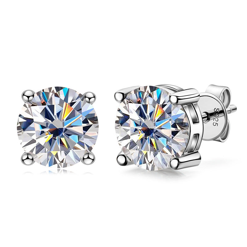 2CT D Color Moissanite Stud Earrings for Women, 925 Sterling Silver with 18K Gold Plated, Luxury High-End Light Luxury Design, Brilliant Sparkle for Daily & Formal Wear