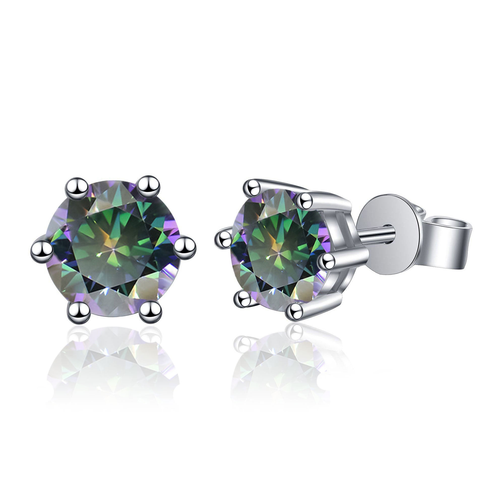 Classic Six-Claw Moissanite Stud Earrings for Women, 925 Sterling Silver with Gold Plating, Timeless Fashion & Elegant Temperament Luxury Jewelry for Daily Wear & Gifting