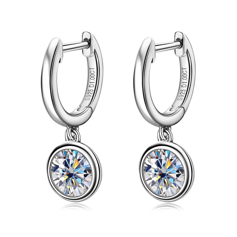 S925 Sterling Silver Korean Style Light Luxury D-Color Moissanite Earrings for Women, Niche High-End Feminine Fine Jewelry