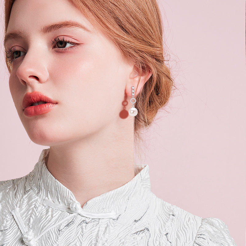 S925 Sterling Silver Fringed Freshwater Pearl Earrings for Women, Light Luxury Elegant Temperament Design, Timeless High-End Versatile Jewelry for Daily & Formal