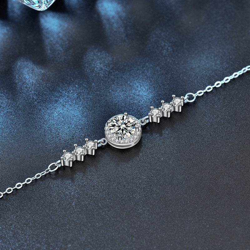 Cold wind moissanite bracelet female ins full sky star round bag temperament simple jewelry student girlfriend birthday gift