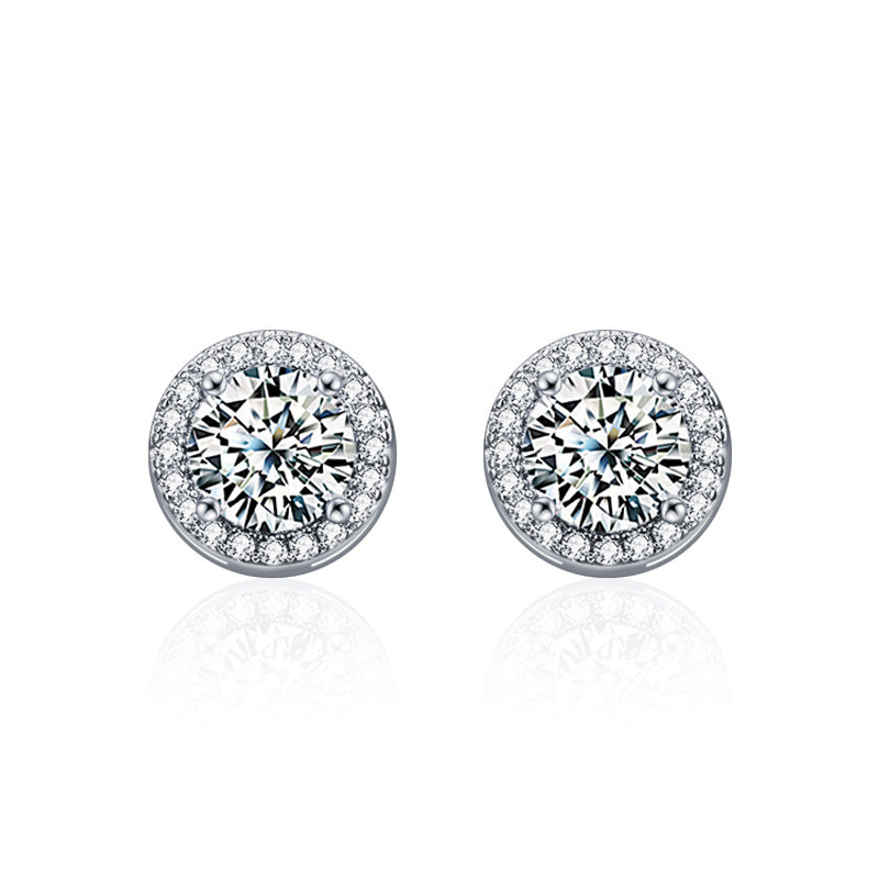 Moissanite Round Bezel Stud Earrings for Women, 925 Sterling Silver Simple Versatile Jewelry, Hypoallergenic Long-Lasting Polish, Perfect for Everyday Ear Styling & Gifting