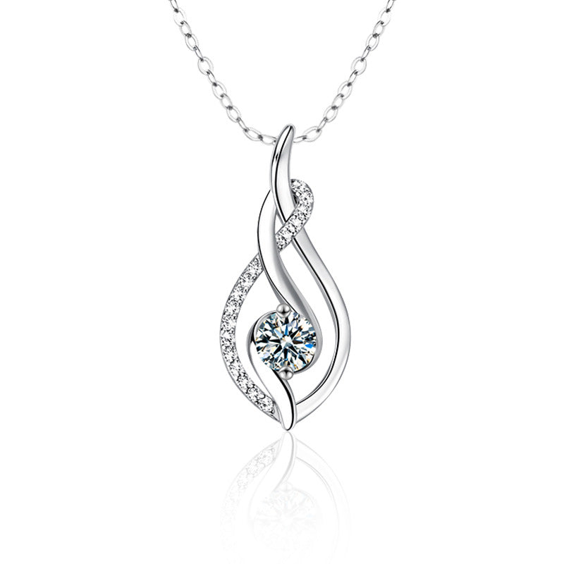 S925 Sterling Silver Moissanite Necklace for Women, Niche Design High-End Elegant Clavicle Chain Pendant Fine Jewelry