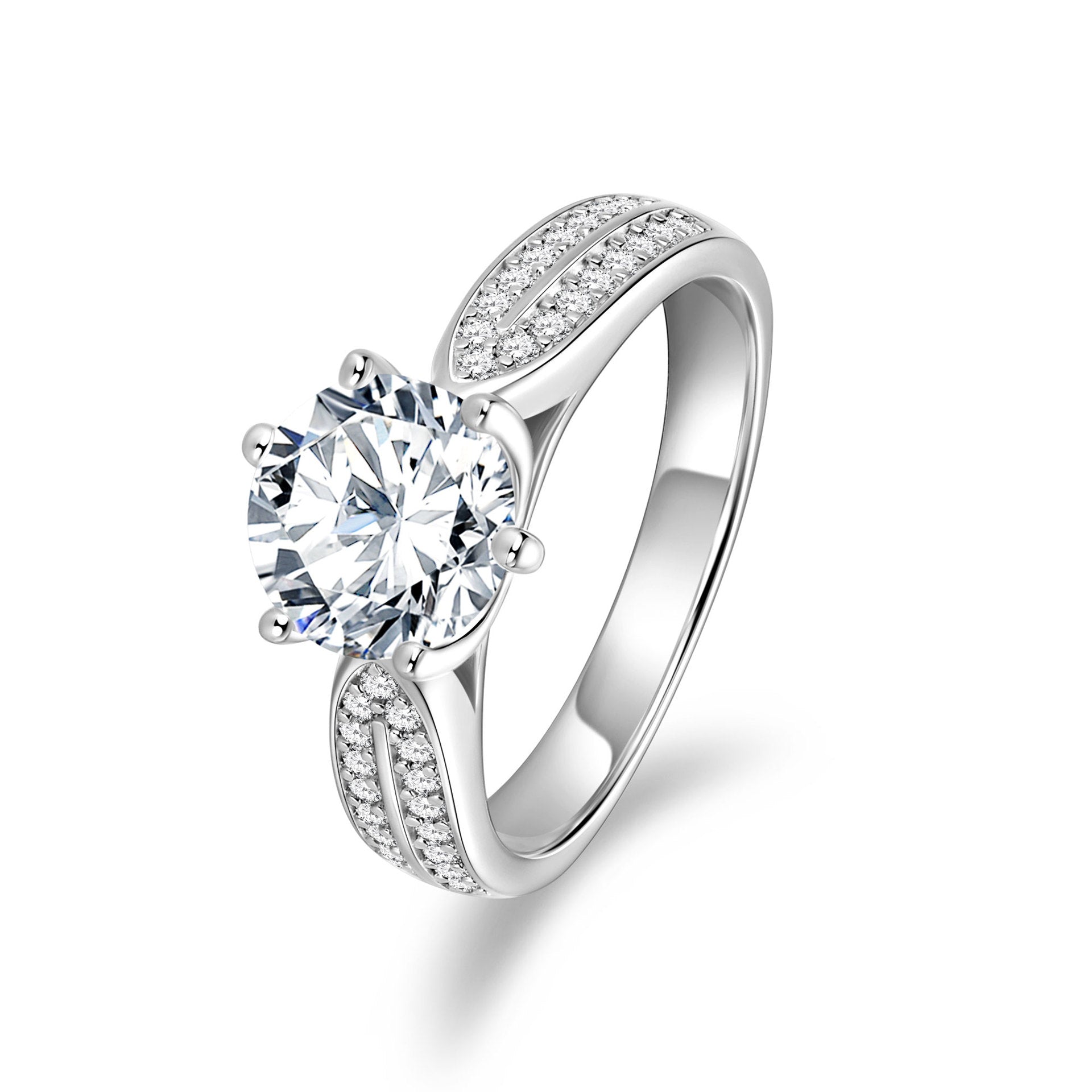 S925 Sterling Silver 1 Carat Classic Moissanite Engagement Ring for Women, Romantic Proposal Wedding Ring, Elegant Fine Jewelry