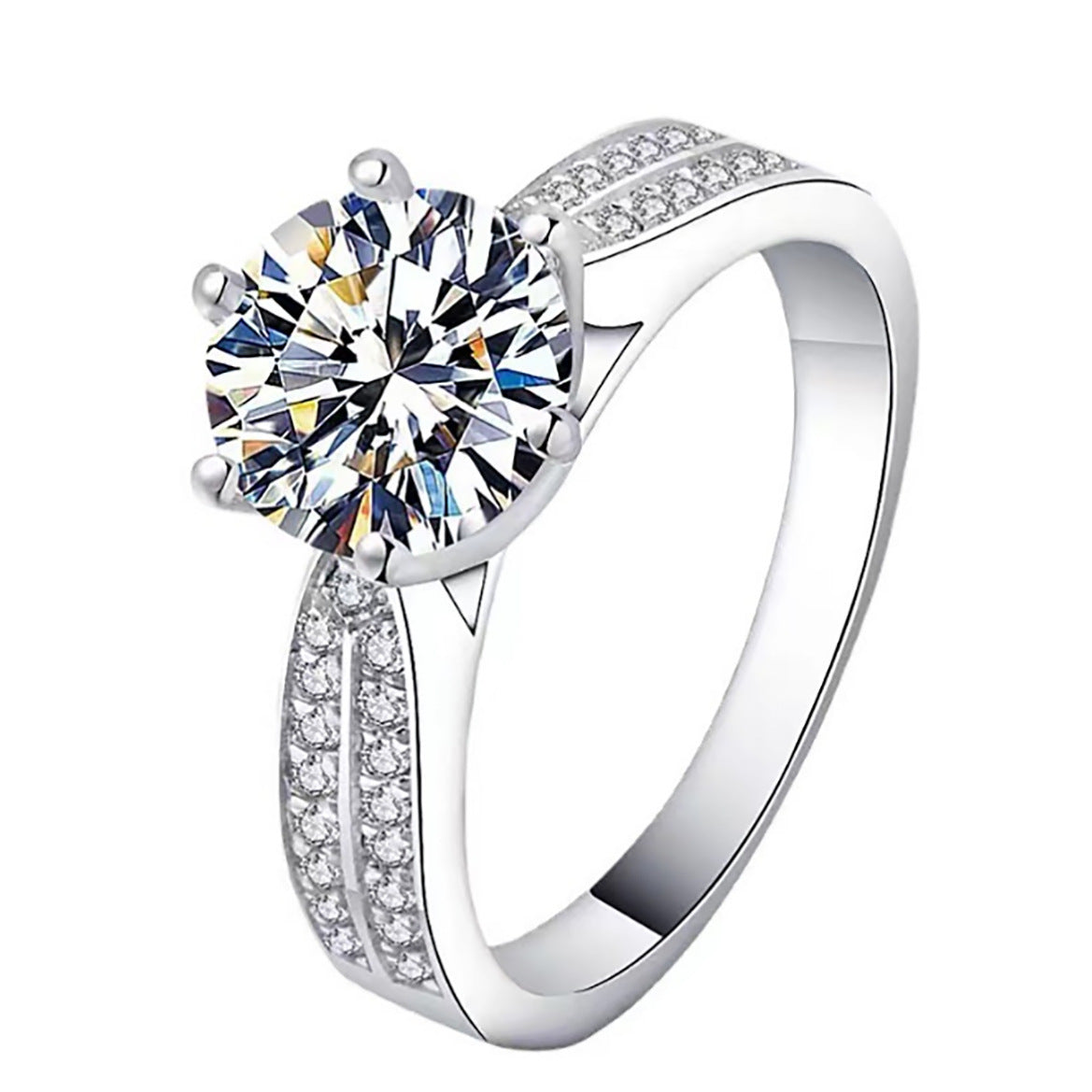 S925 Sterling Silver 1 Carat Classic Moissanite Engagement Ring for Women, Romantic Proposal Wedding Ring, Elegant Fine Jewelry