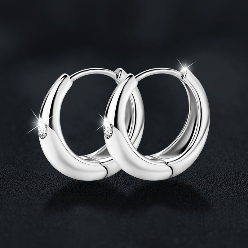 S925 Sterling Silver Moissanite Hoop Earrings for Women, Minimalist Plain Hoop Design, Luxury High-End Shiny Jewelry, Tarnish-Resistant & Perfect for Daily & Party Wea