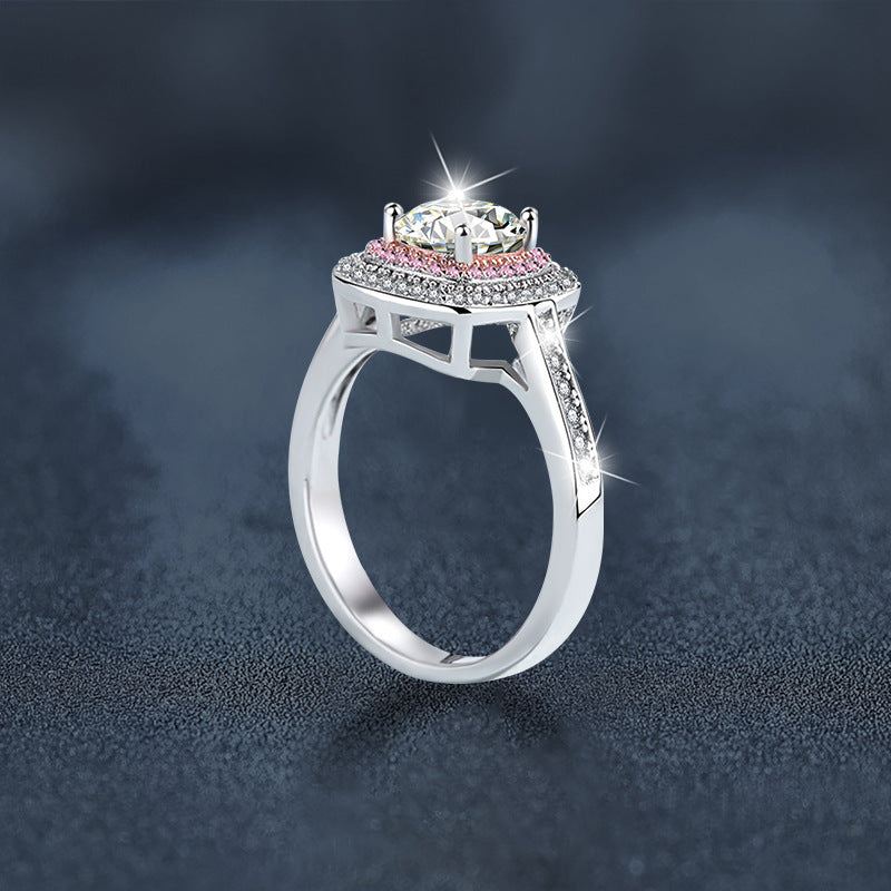 S925 Sterling Silver Moissanite Rock Sugar Square Bag Ring for Women, Niche High-End Light Luxury Design, Brilliant Sparkle Statement Fine Jewelry