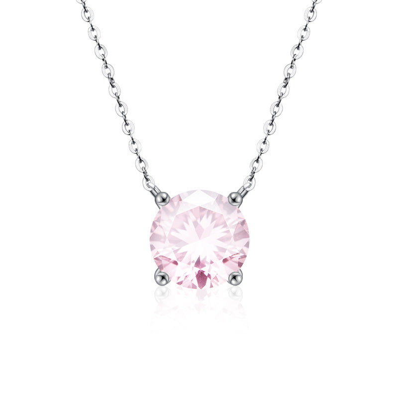 S925 Sterling Silver Moissanite Necklace for Women, Simple Light Luxury Classic Four-Claw Pendant, Elegant Clavicle Chain Fine Jewelry