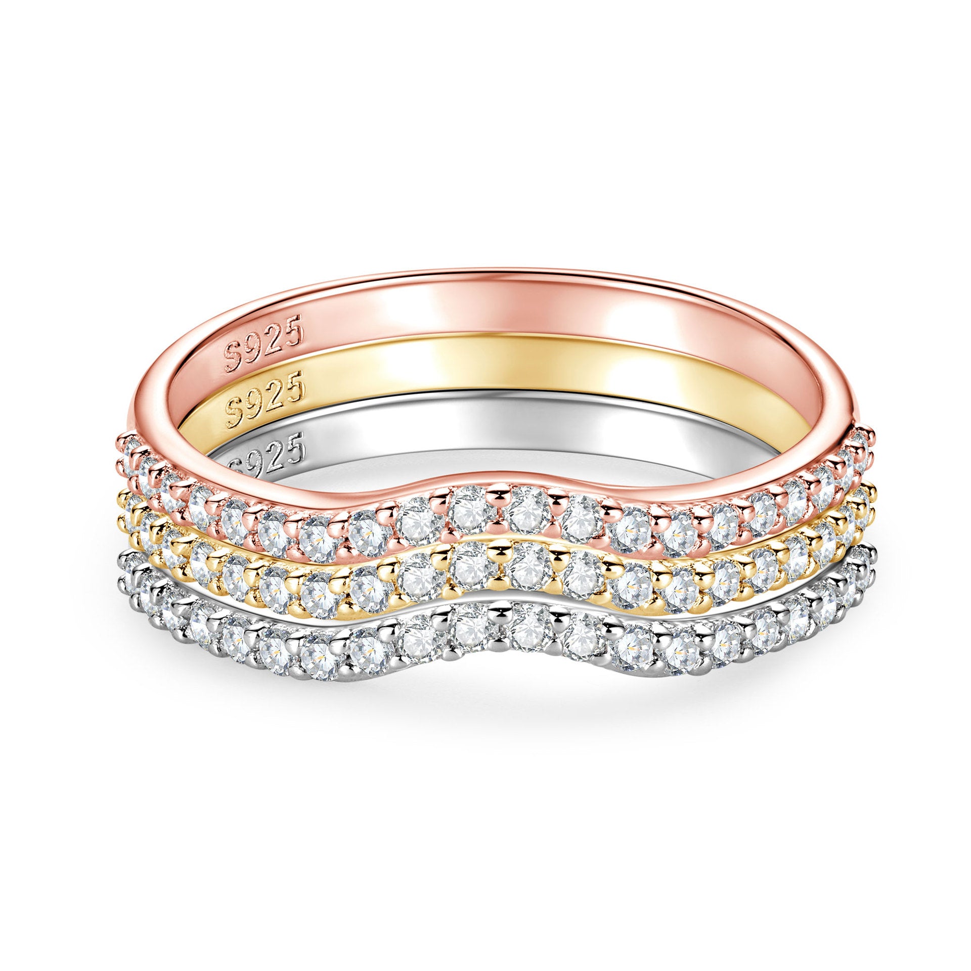 925 Sterling Silver 18K Gold Plated D-Color Moissanite Stackable Ring for Women, Fashion Light Luxury Daily Versatile Commuter Ring