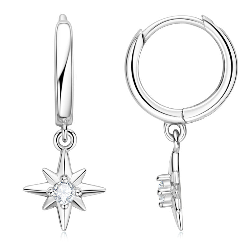 Fashion Geometric Hexagram Moissanite Earrings for Women, 925 Sterling Silver Plated 18K Gold, Vintage Gypsy Style, Luxury High-End Versatile Jewelry for Daily & Party Wear