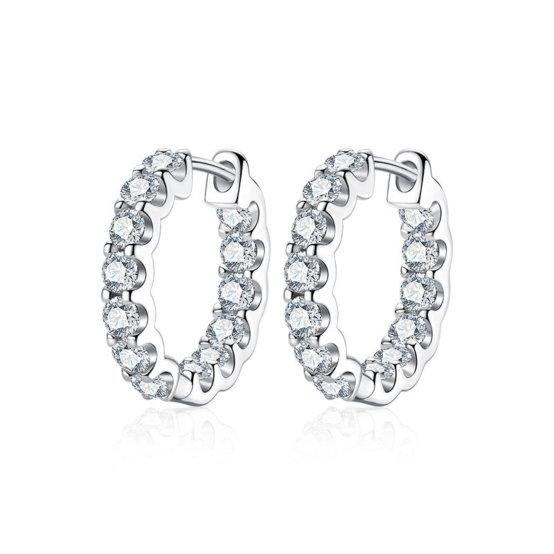 S925 Sterling Silver Moissanite Stud Earrings for Women, Niche High-End Light Luxury Design, Unique Bull Head Pavé Setting, Sparkling Elegant Jewelry for Daily & Party Wear