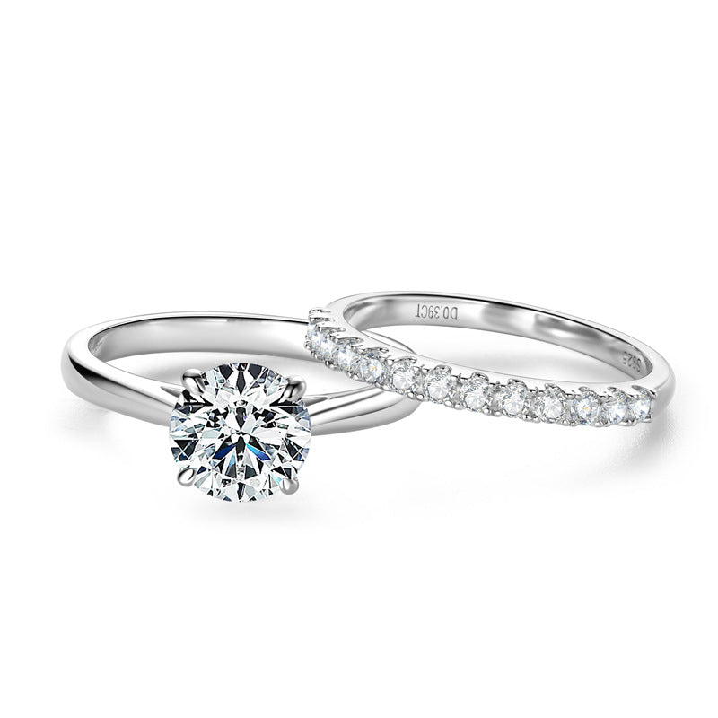 Fashion Layered Moissanite Ring Set for Women, 925 Sterling Silver Plated 18K Gold, Luxury Light Luxury Stackable Design, Elegant High-End Jewelry for Daily & Party Wear