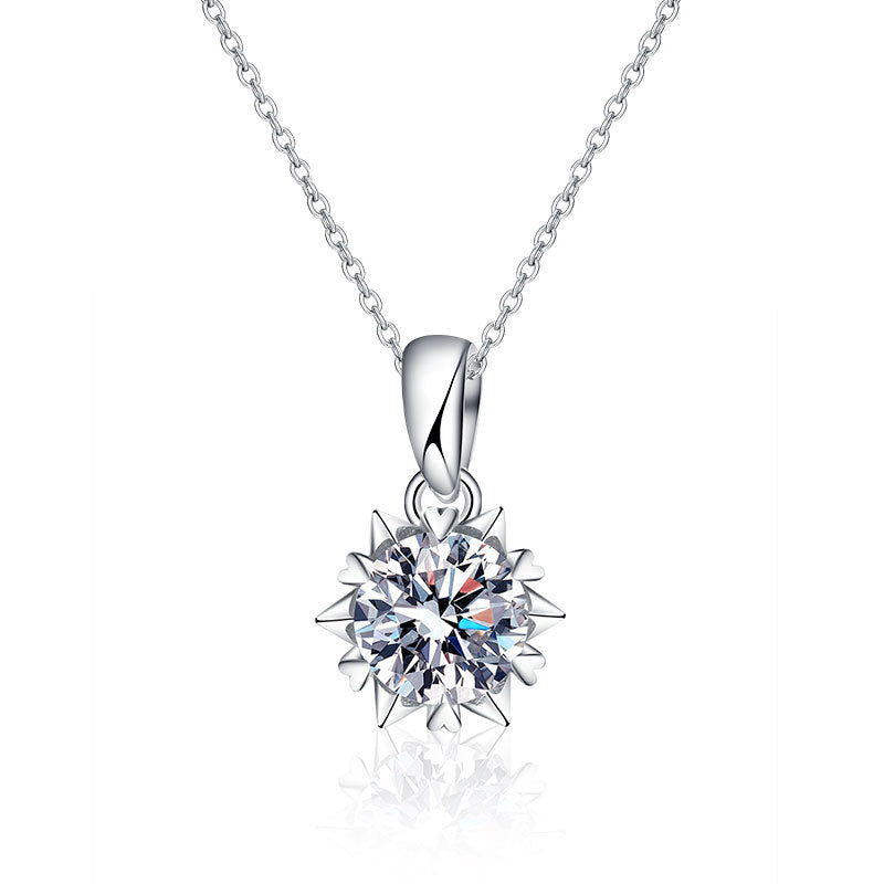 S925 Sterling Silver Moissanite Snowflake Necklace for Women, Light Luxury Niche High-End Clavicle Chain, Elegant Sparkling Fine Jewelry for Daily Wear & Gifting