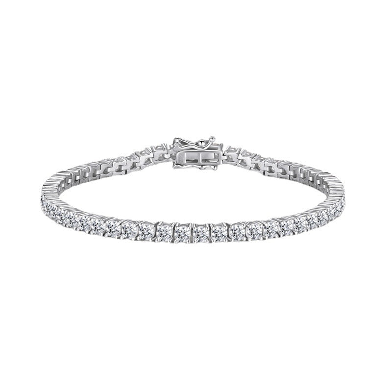 New Light Luxury Niche Exquisite Ins Style Bracelet for Women, Full Diamond S925 Sterling Silver High-End Tennis Chain, Elegant Versatile Luxury Jewelry for Daily Wear