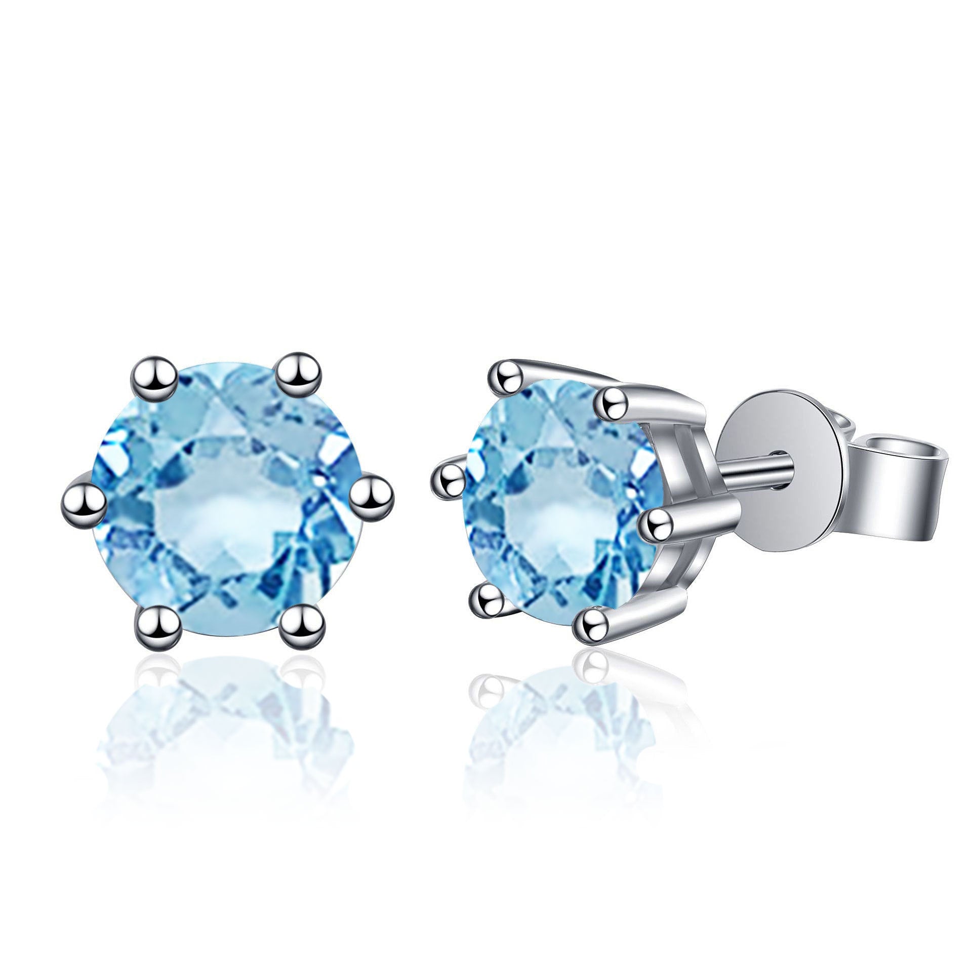 Classic Six-Claw Moissanite Stud Earrings for Women, 925 Sterling Silver with Gold Plating, Timeless Fashion & Elegant Temperament Luxury Jewelry for Daily Wear & Gifting