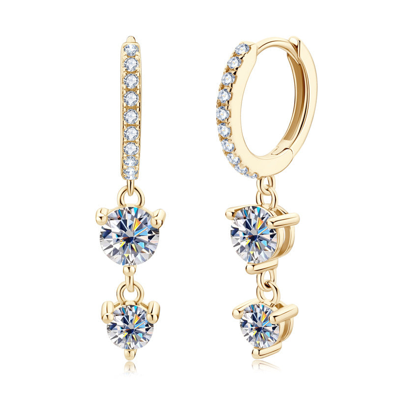 925 Sterling Silver Long Fringed Moissanite Dangle Earrings for Women, High-End Elegant Fashion Fine Jewelry