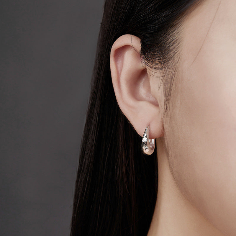 S925 Sterling Silver Moissanite Hoop Earrings for Women, Minimalist Plain Hoop Design, Luxury High-End Shiny Jewelry, Tarnish-Resistant & Perfect for Daily & Party Wea