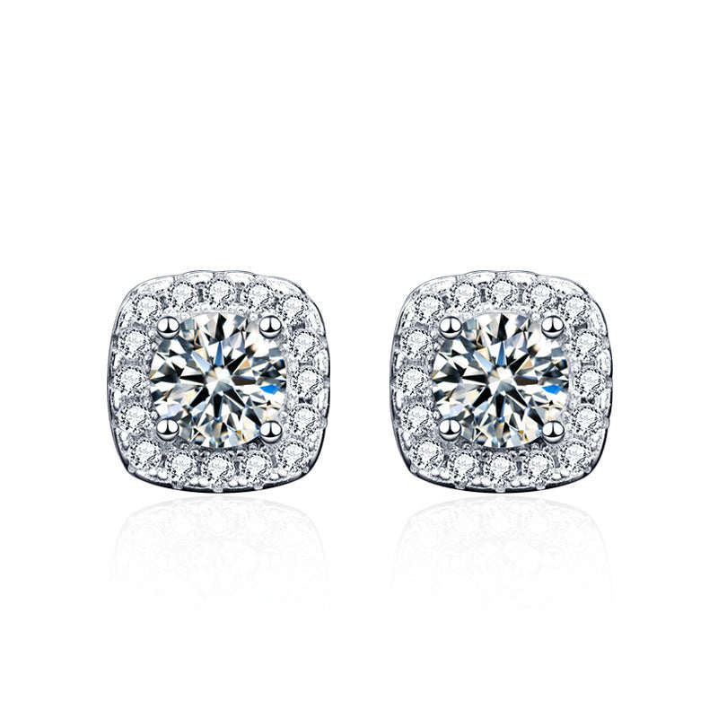 Classic Six-Claw Moissanite Stud Earrings for Women, 925 Sterling Silver with Gold Plating, Timeless Fashion & Elegant Temperament Luxury Jewelry for Daily Wear & Gifting