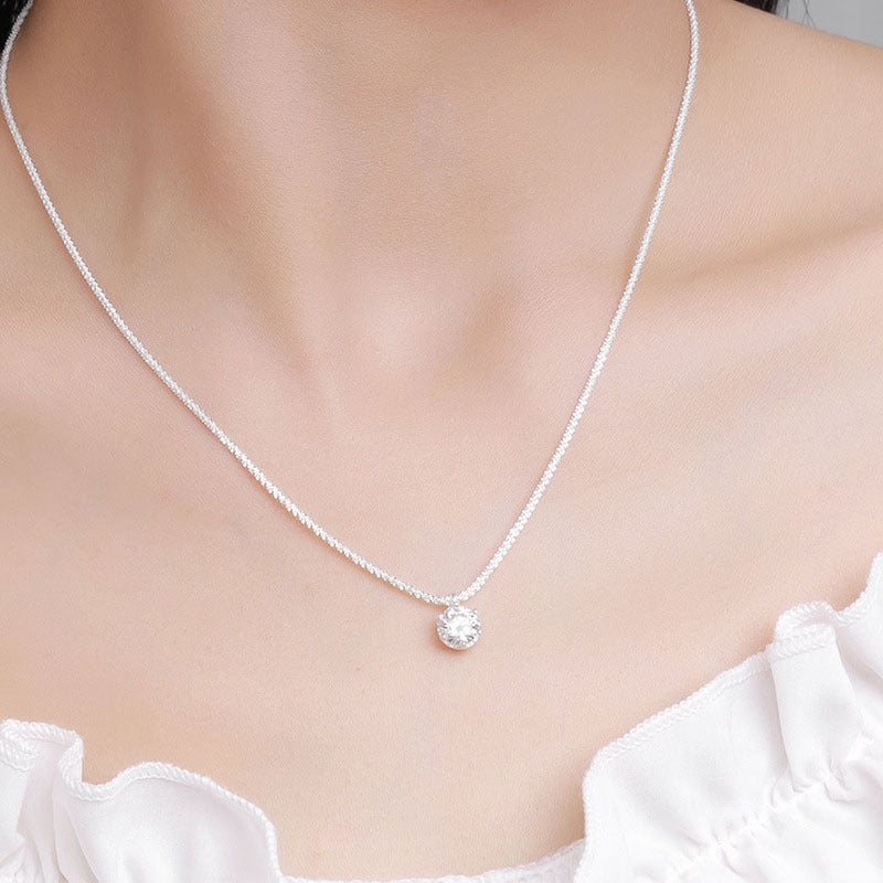 S925 Sterling Silver Sparkling Crown Six-Prong Moissanite Necklace for Women, Light Luxury Premium Starlight Chain, Elegant Fine Jewelry