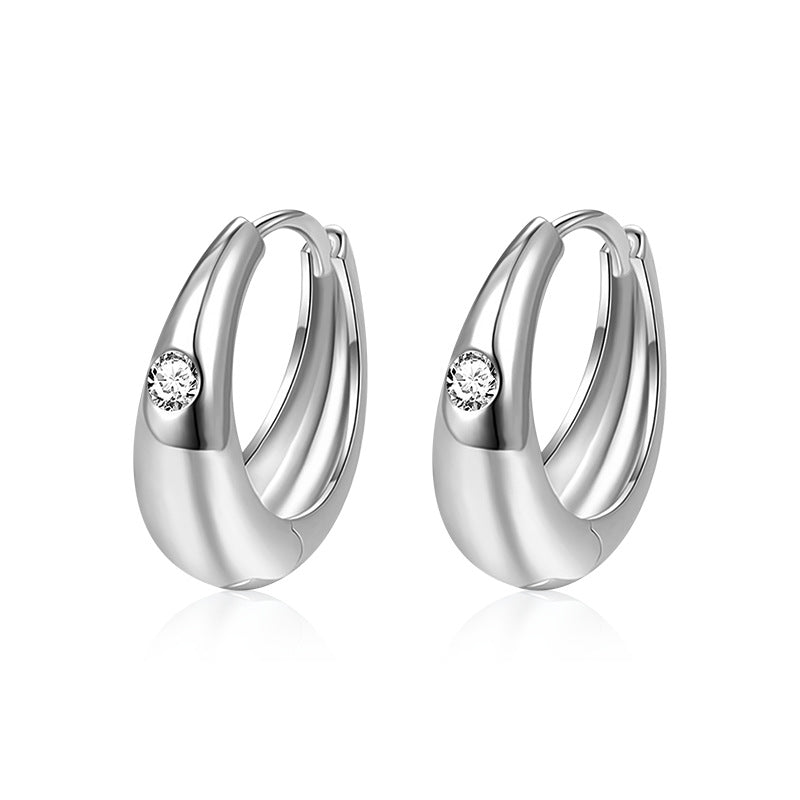 S925 Sterling Silver Moissanite Hoop Earrings for Women, Minimalist Plain Hoop Design, Luxury High-End Shiny Jewelry, Tarnish-Resistant & Perfect for Daily & Party Wea