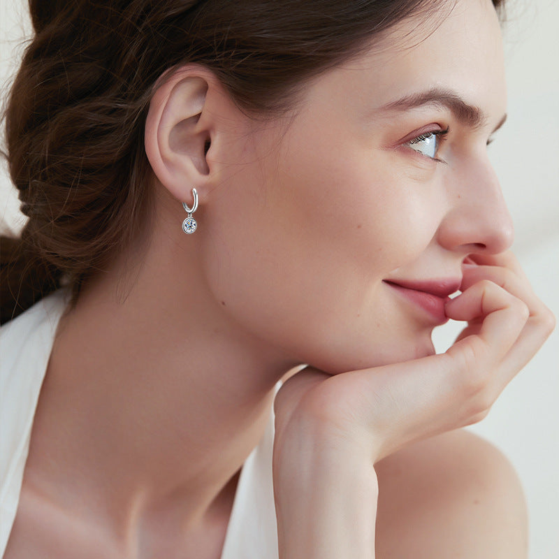 S925 Sterling Silver Korean Style Light Luxury D-Color Moissanite Earrings for Women, Niche High-End Feminine Fine Jewelry