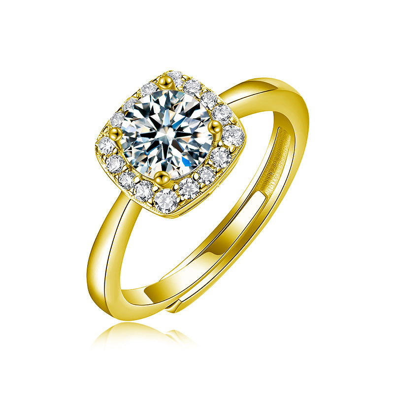 S925 Sterling Silver 1CT Moissanite Sugar Cube Ring for Women, Minimalist Light Luxury Design, Perfect for Proposal & Engagement, Elegant Daily Fine Jewelry