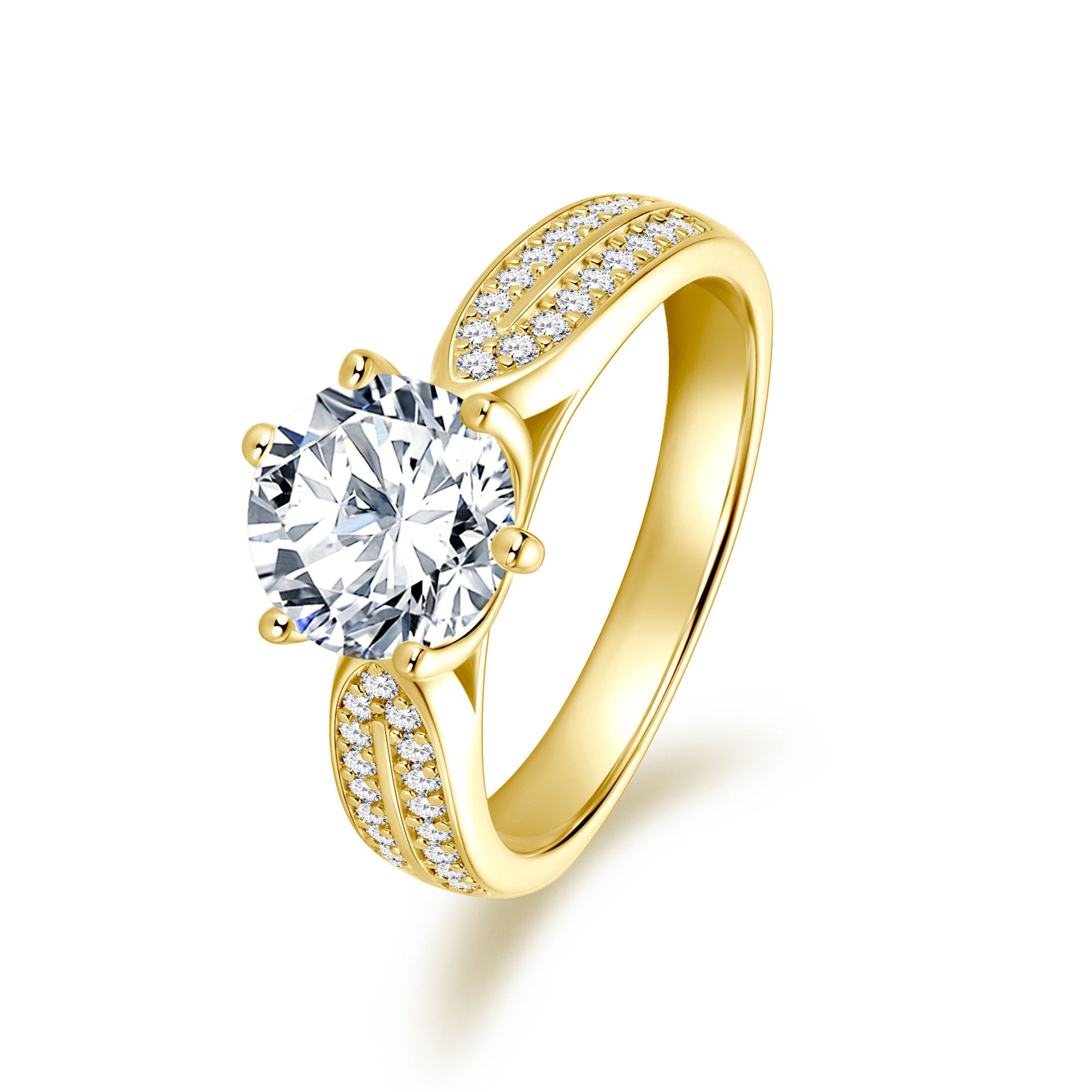 S925 Sterling Silver 1 Carat Classic Moissanite Engagement Ring for Women, Romantic Proposal Wedding Ring, Elegant Fine Jewelry