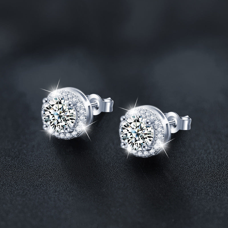 Moissanite Round Bezel Stud Earrings for Women, 925 Sterling Silver Simple Versatile Jewelry, Hypoallergenic Long-Lasting Polish, Perfect for Everyday Ear Styling & Gifting