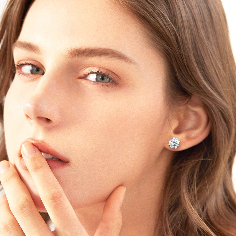 2CT D Color Moissanite Stud Earrings for Women, 925 Sterling Silver with 18K Gold Plated, Luxury High-End Light Luxury Design, Brilliant Sparkle for Daily & Formal Wear