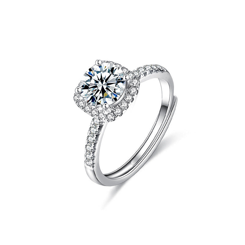 S925 Sterling Silver 1CT Moissanite Sugar Cube Ring for Women, Minimalist Light Luxury Design, Perfect for Proposal & Engagement, Elegant Daily Fine Jewelry
