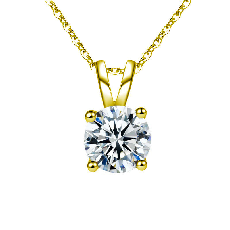S925 Sterling Silver Moissanite Necklace for Women, Simple Light Luxury Classic Four-Claw Pendant, Elegant Clavicle Chain Fine Jewelry