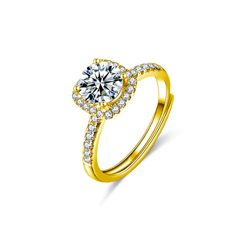 S925 Sterling Silver 1CT Moissanite Sugar Cube Ring for Women, Minimalist Light Luxury Design, Perfect for Proposal & Engagement, Elegant Daily Fine Jewelry