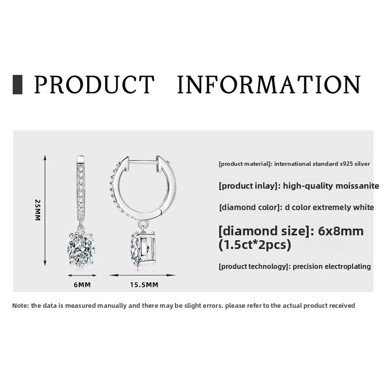 925 Sterling Silver Long Fringed Moissanite Dangle Earrings for Women, High-End Elegant Fashion Fine Jewelry