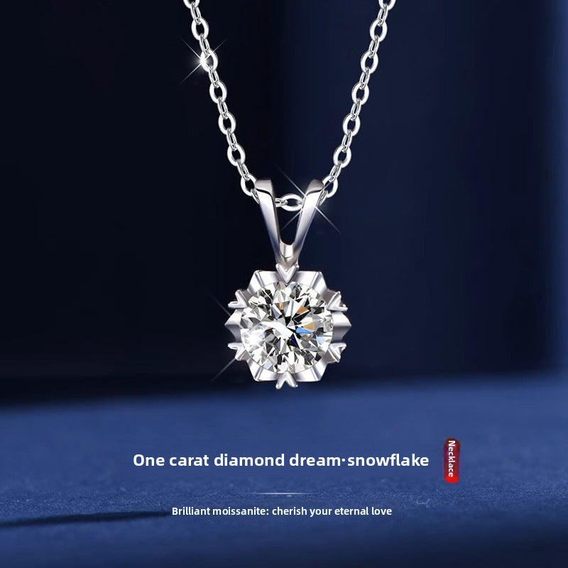 925 Sterling Silver Heart-shaped Hexagram Moissanite Necklace for Women, Light Luxury Niche Snowflake Pendant, Elegant Jewelry Gift for Girlfriend