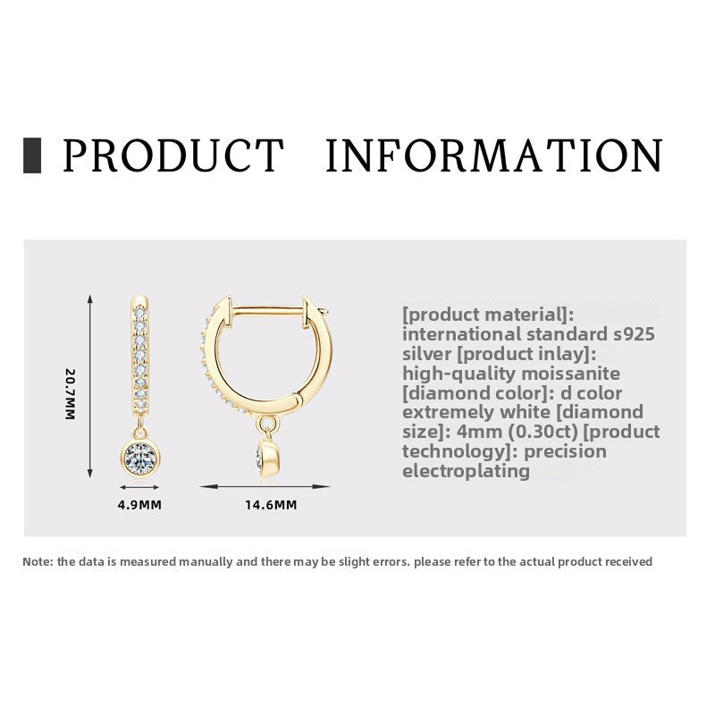 925 Sterling Silver Long Fringed Moissanite Dangle Earrings for Women, High-End Elegant Fashion Fine Jewelry
