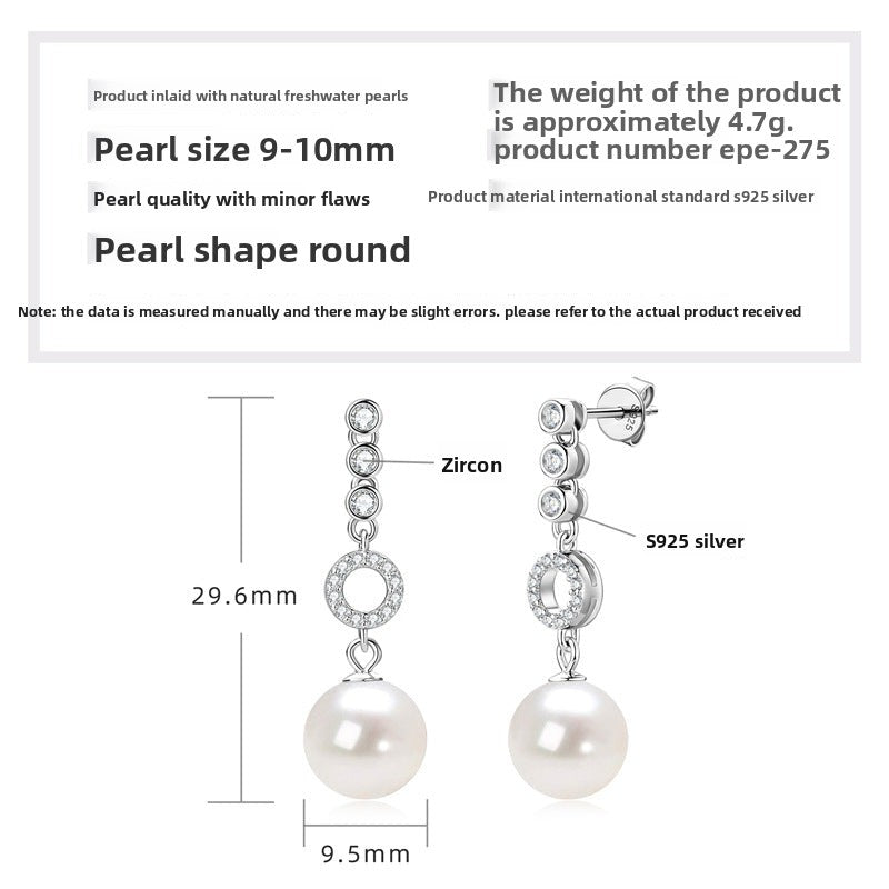 S925 Sterling Silver Fringed Freshwater Pearl Earrings for Women, Light Luxury Elegant Temperament Design, Timeless High-End Versatile Jewelry for Daily & Formal
