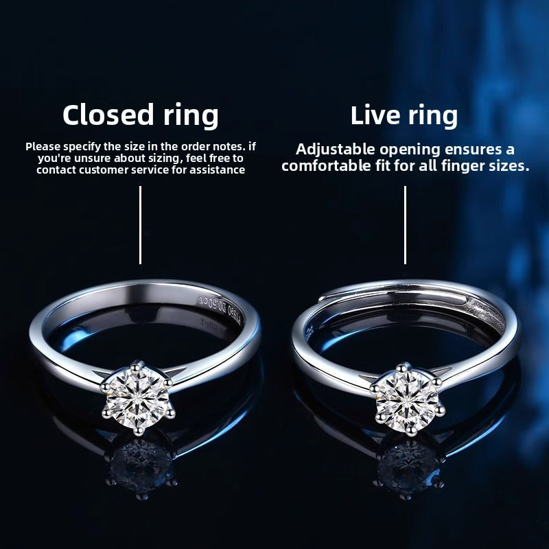 925 Sterling Silver Simple Six-Prong Moissanite Ring for Women, Elegant Classic Solitaire Ring, Minimalist Luxury Fine Jewelry