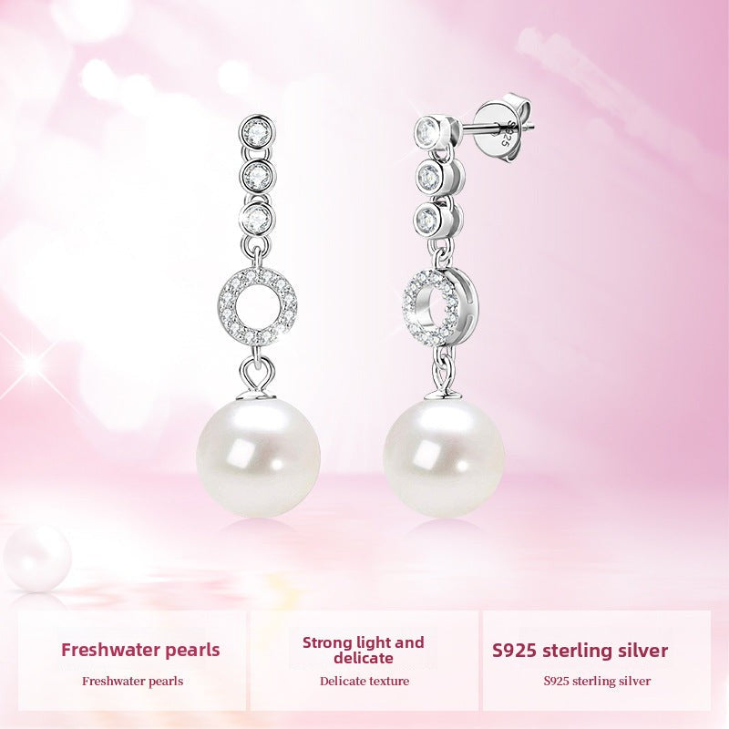 S925 Sterling Silver Fringed Freshwater Pearl Earrings for Women, Light Luxury Elegant Temperament Design, Timeless High-End Versatile Jewelry for Daily & Formal