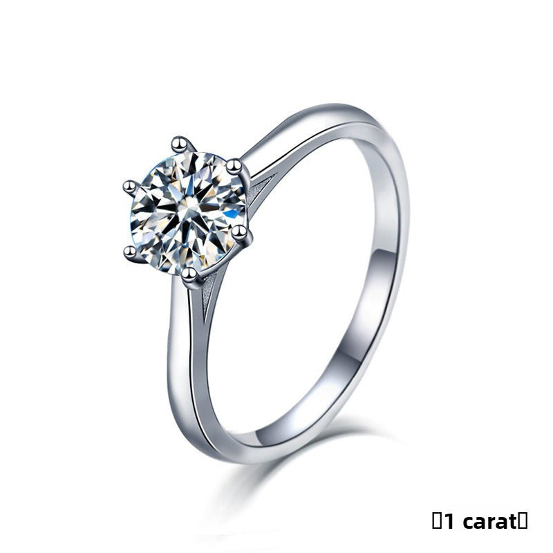 925 Sterling Silver Simple Six-Prong Moissanite Ring for Women, Elegant Classic Solitaire Ring, Minimalist Luxury Fine Jewelry
