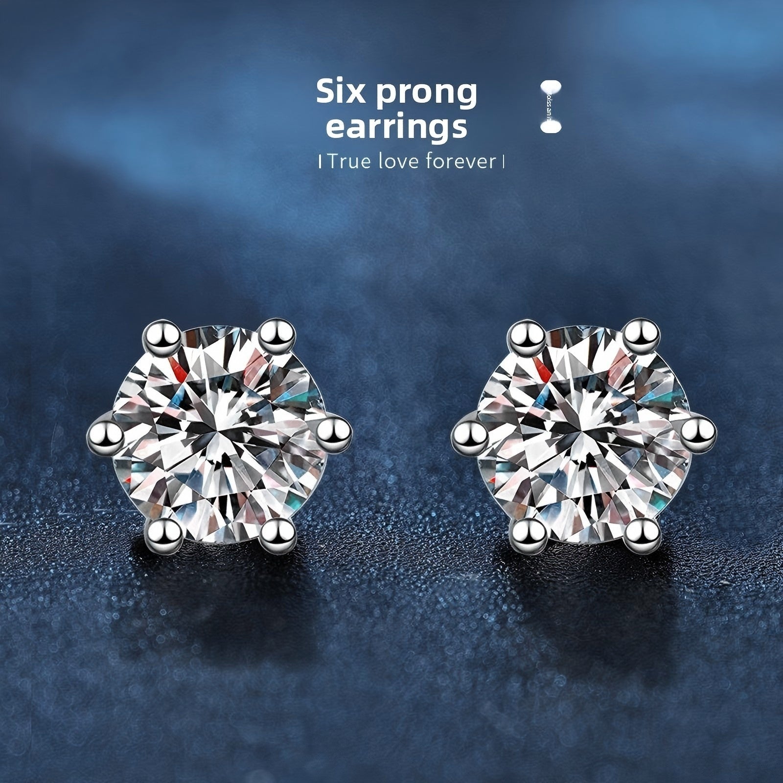 Classic Six-Claw Moissanite Stud Earrings for Women, 925 Sterling Silver with Gold Plating, Timeless Fashion & Elegant Temperament Luxury Jewelry for Daily Wear & Gifting