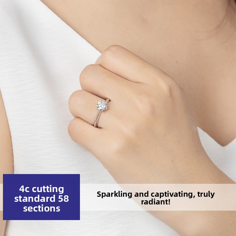 Classic Six-Prong D Color Moissanite Ring for Women, 925 Sterling Silver Plated 18K Gold, Timeless Luxury Statement Band, Elegant Fine Jewelry for Daily & Engagement Wear