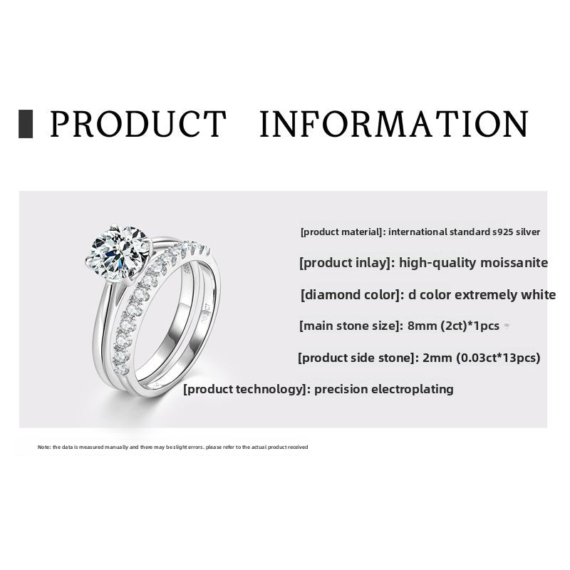 Fashion Layered Moissanite Ring Set for Women, 925 Sterling Silver Plated 18K Gold, Luxury Light Luxury Stackable Design, Elegant High-End Jewelry for Daily & Party Wear